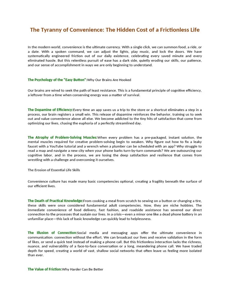 The Hidden Costs of Convenience PDF Psychology Psychological Concepts