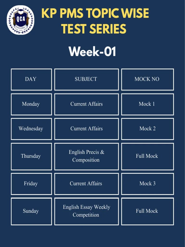 Kp Pms Mock Test Schedule Pdf