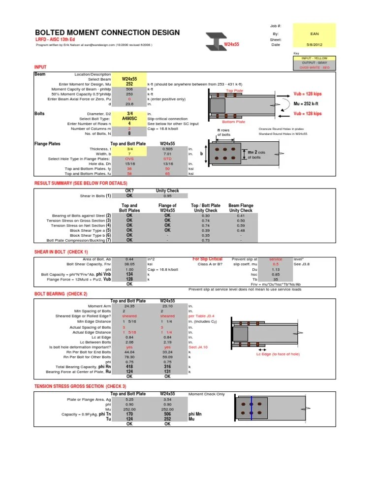 AISC 13Ed LRFD Bolted Moment Connections Post r4 Screw Beam