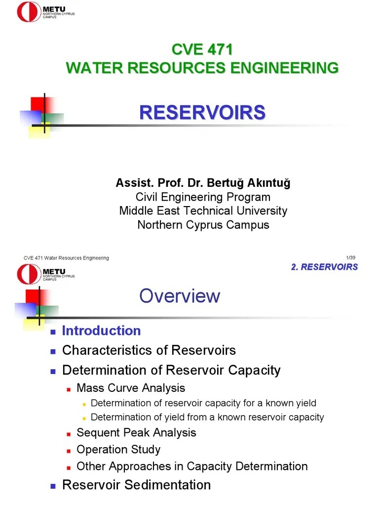 2 Reservoirs Reservoir Water Resources