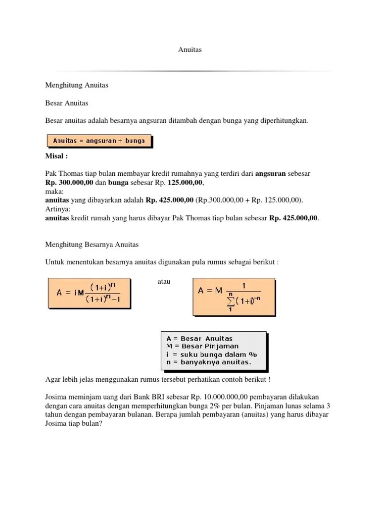 31+ Contoh Soal Menentukan Anuitas Kumpulan Contoh Soal