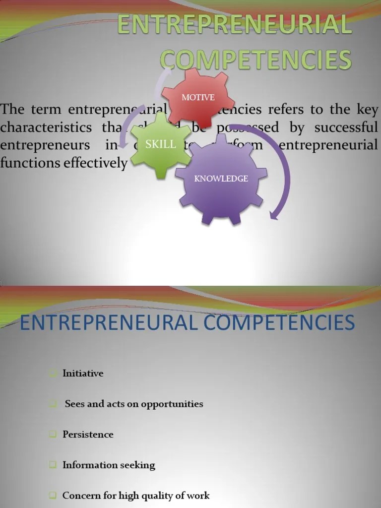 Entrepreneurial Competencies Entrepreneurship Competence (Human
