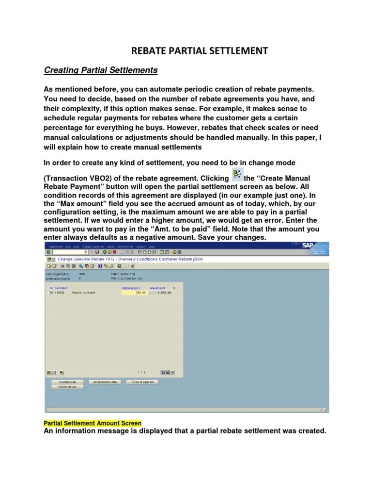 Rebate Partial Settlement Accrual Rebate (Marketing)