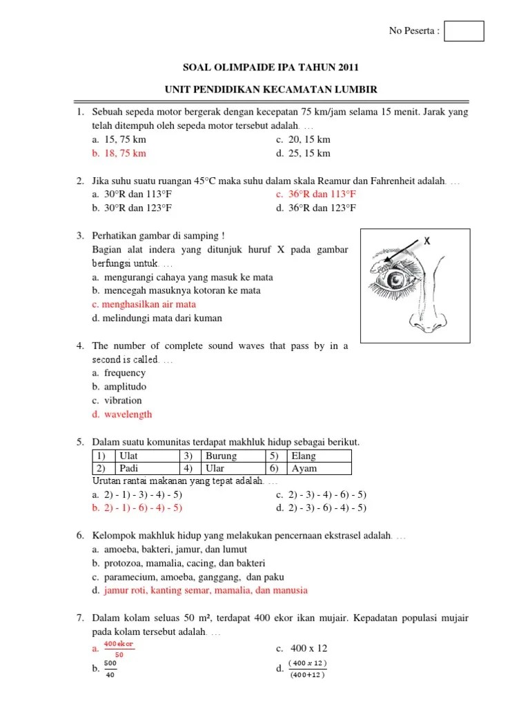 Soal Olimpiade IPA Jalur Khusus | PDF