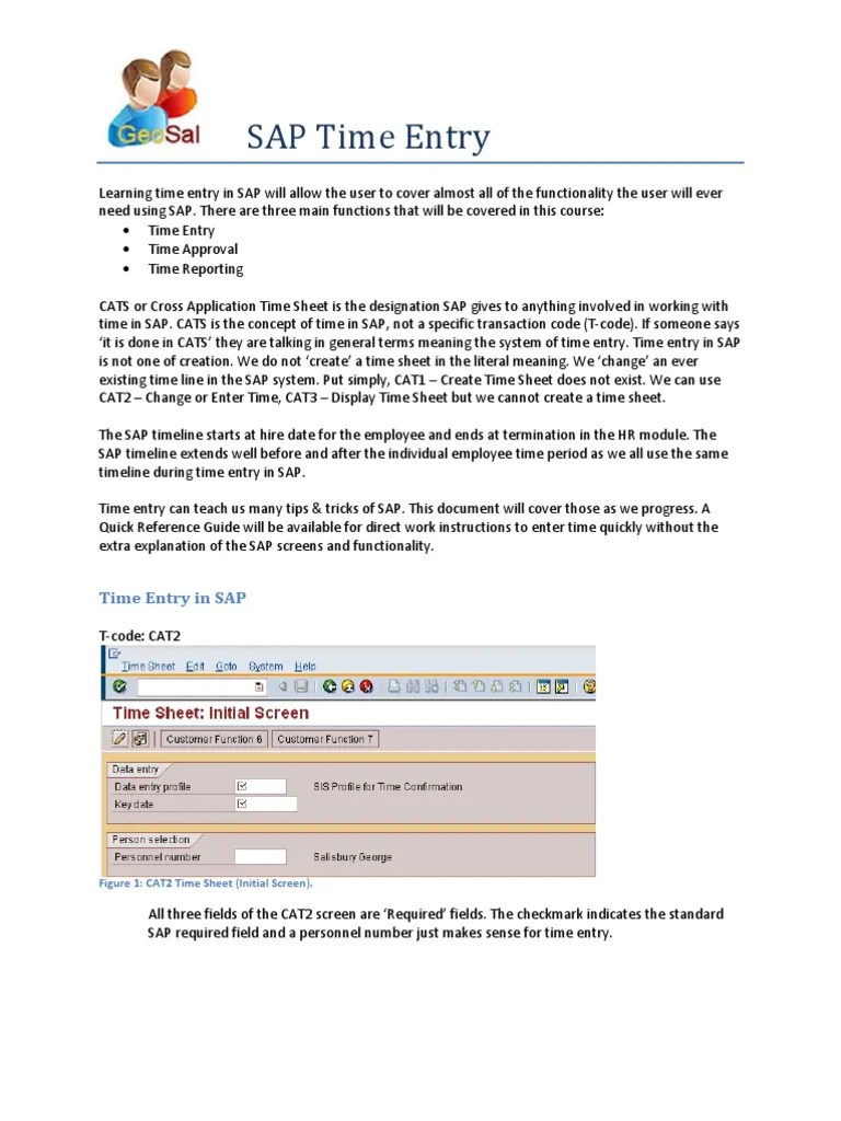An Introduction to Time Entry in SAP Understanding the CATS Module and