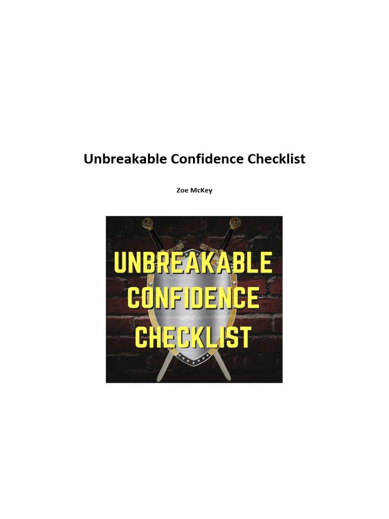 Unbreakable Confidence Checklist PDF Curiosity Courage