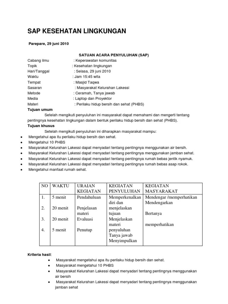 Sap Kesehatan Lingkungan | PDF