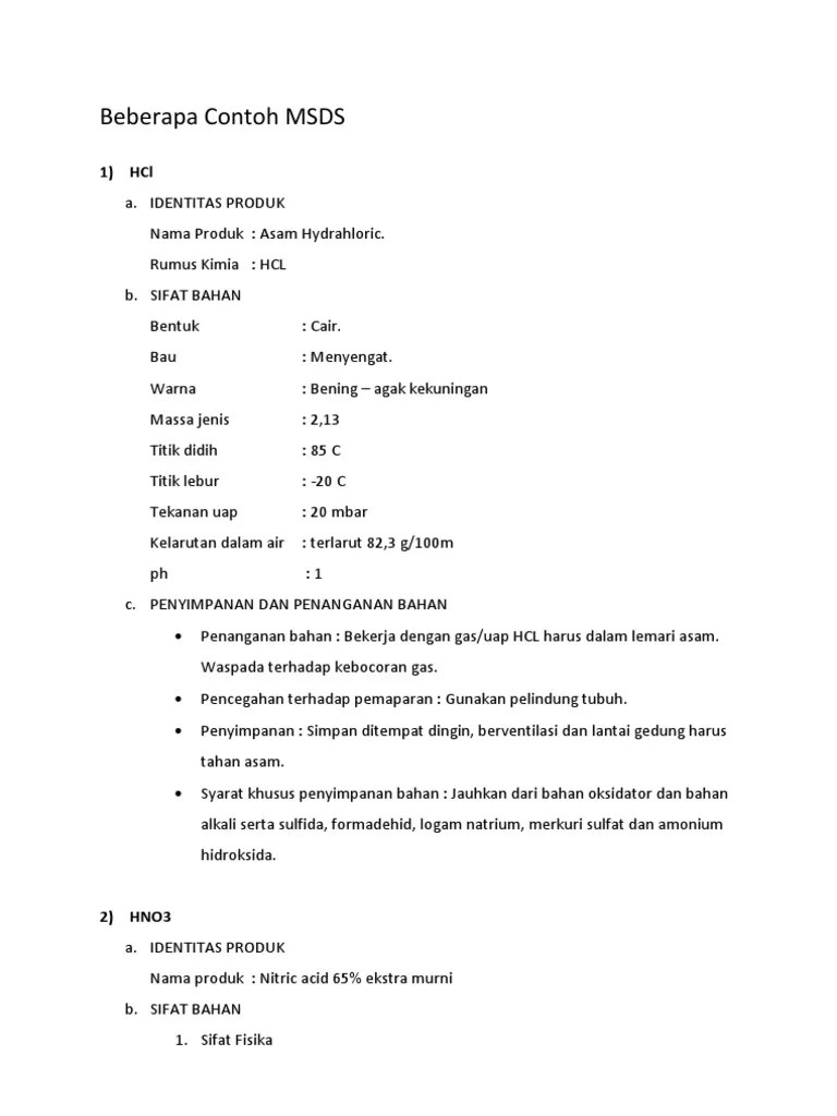 Material Safety Data Sheets HCL | PDF