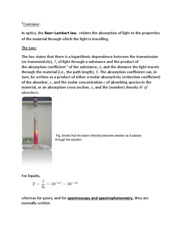 Beer Lambert's Law