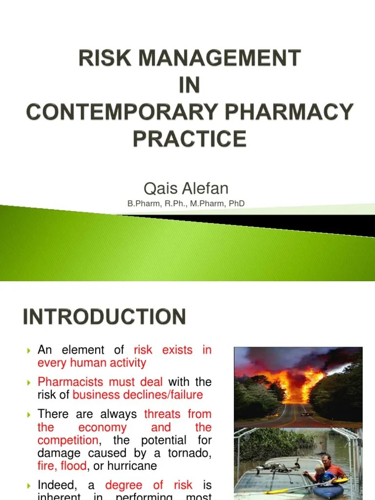 8 Risk Management in Contemporary Pharmacy Practice Liability