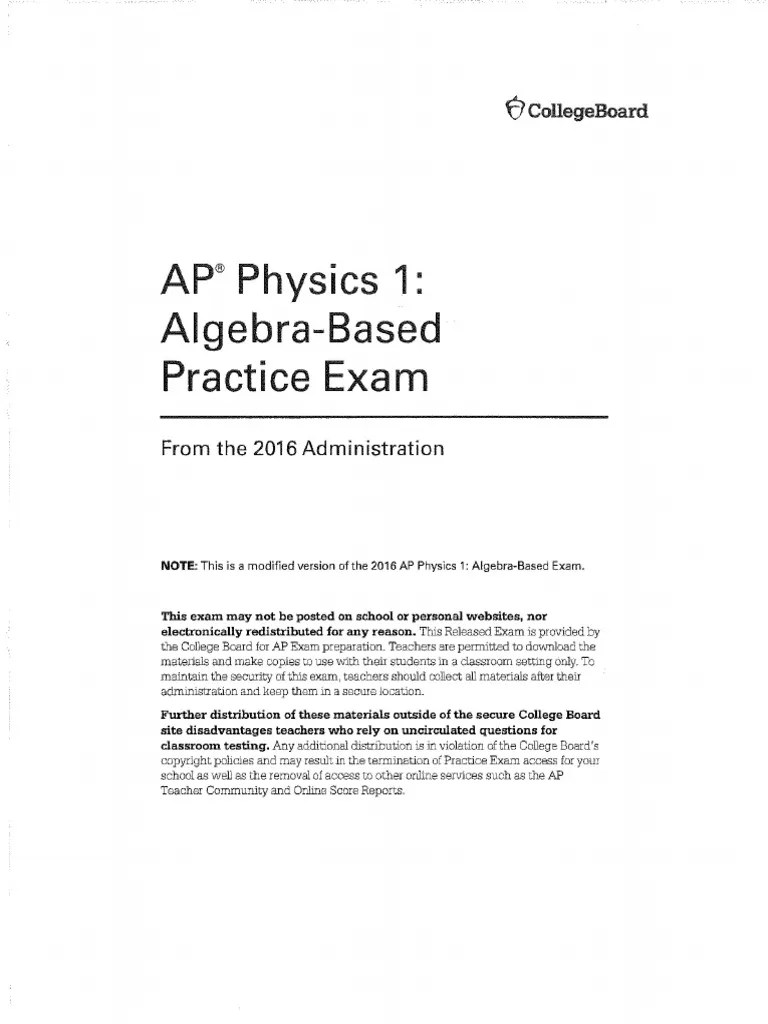 AP Physics 1 CB 2016 PDF