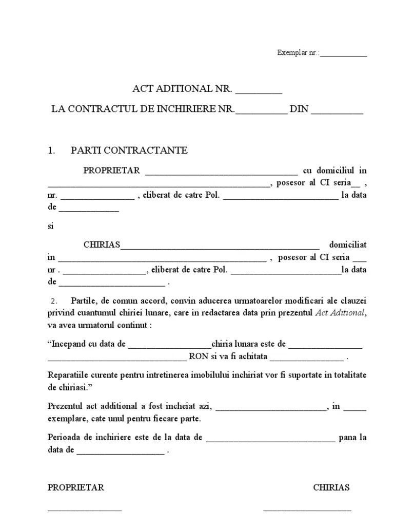 Act Aditional Contract de Inchiriere PDF