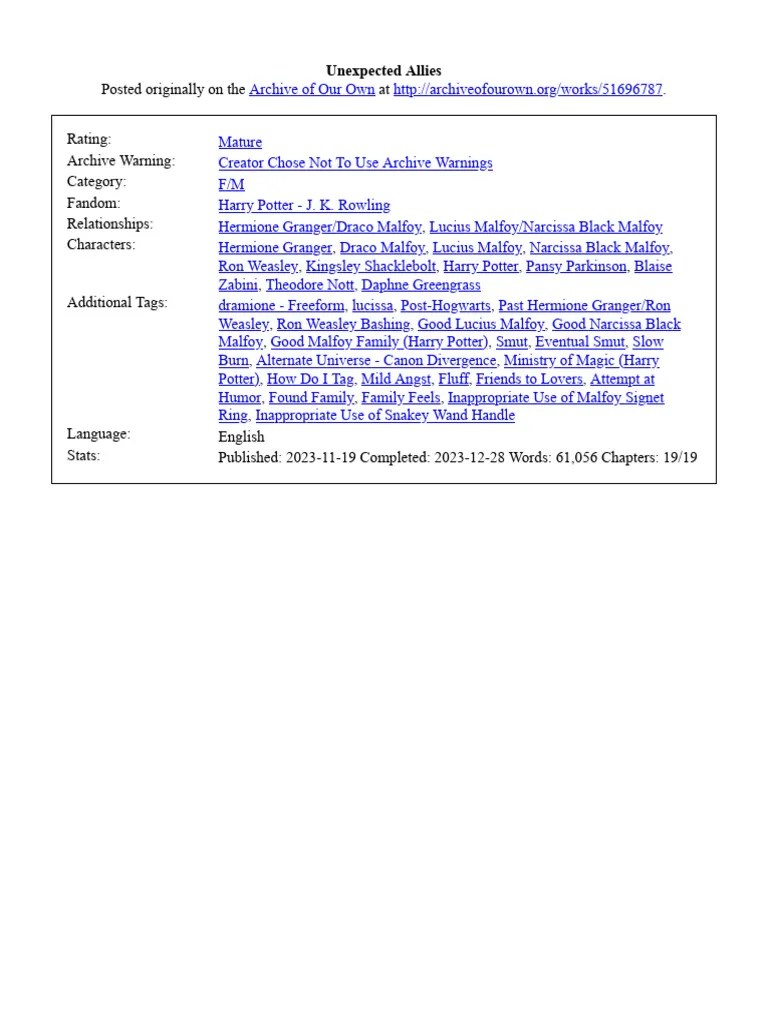 Dramione Unexpected Allies Unite PDF Harry Potter