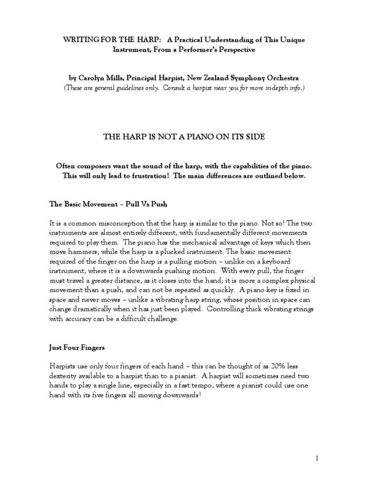 Writing for the Harp Piano String Instruments