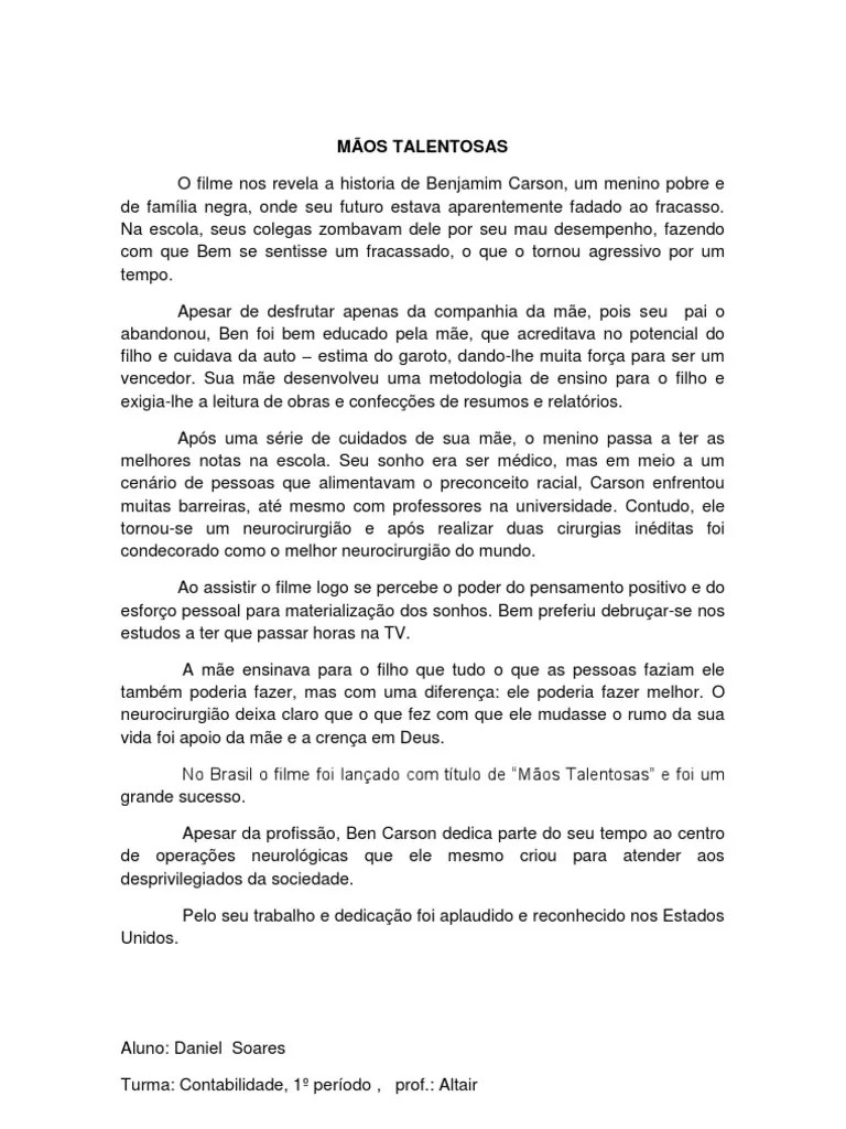 Resenha 3 (Filme Maos Talentosas