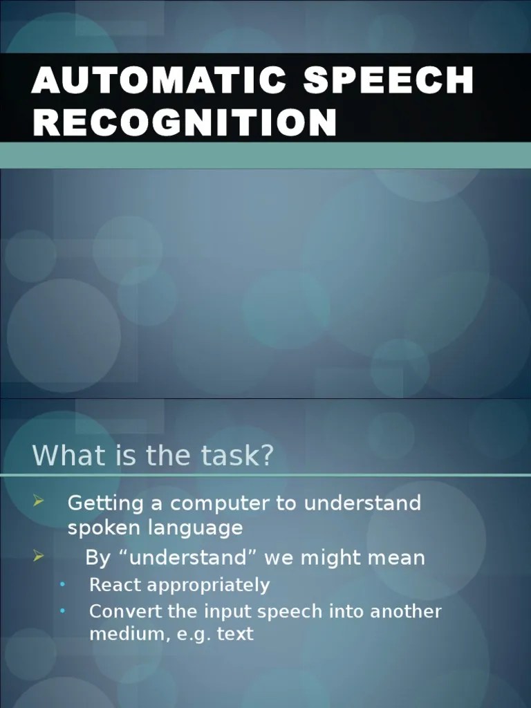 Automatic Speech Recognition Speech Recognition Speech Free 30