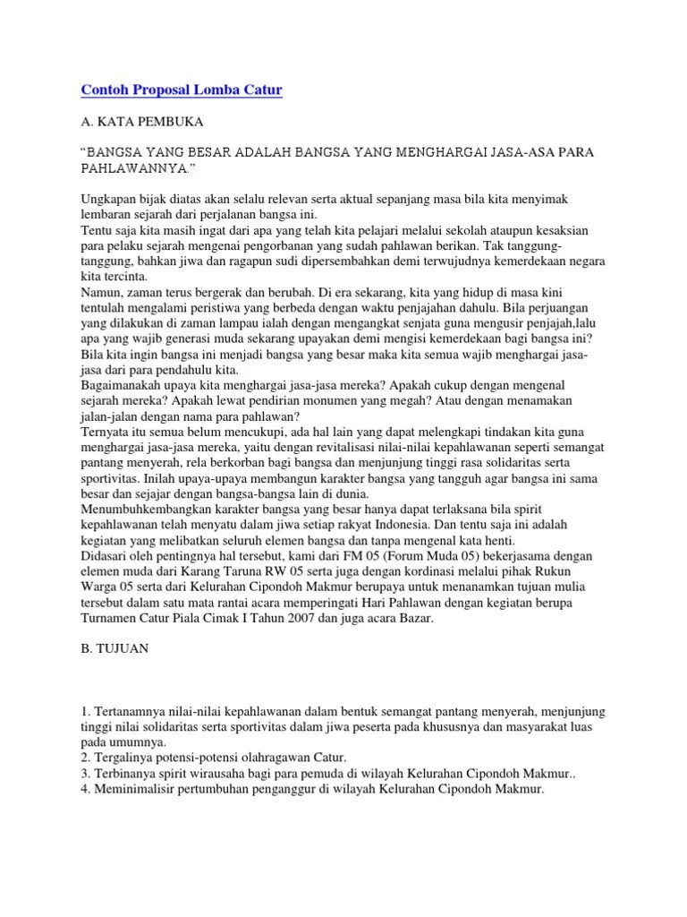 Contoh Proposal Lomba Catur | PDF