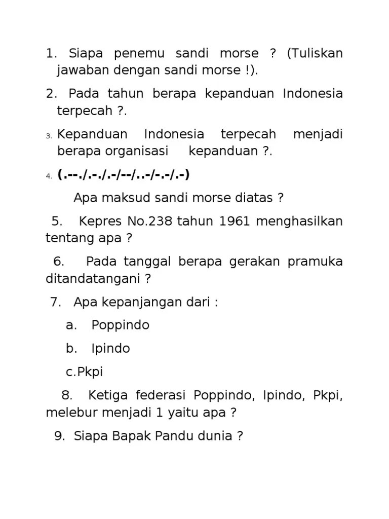 Soal Uts Pramuka Siaga