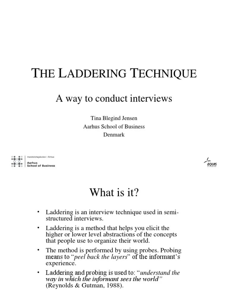 The Laddering Technique Tina PDF Marketing Research Nursing