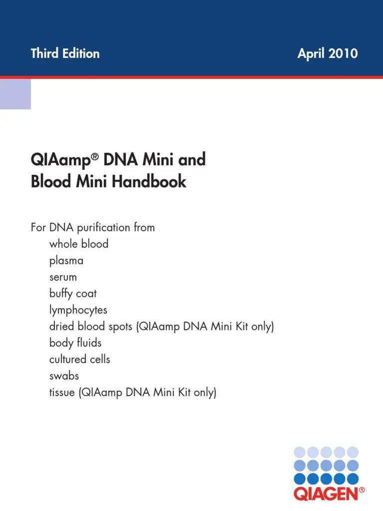 QIAamp DNA Mini and Blood Mini Handbook Qiagen Virus