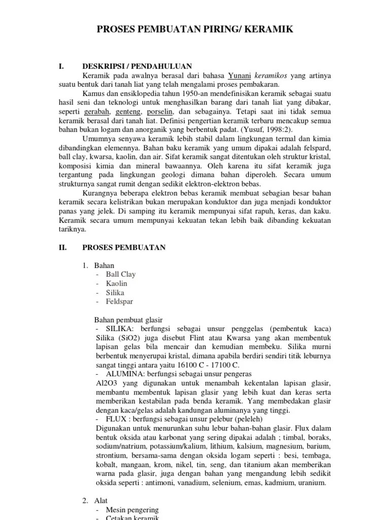 Proses Pembuatan Piring Keramik | PDF