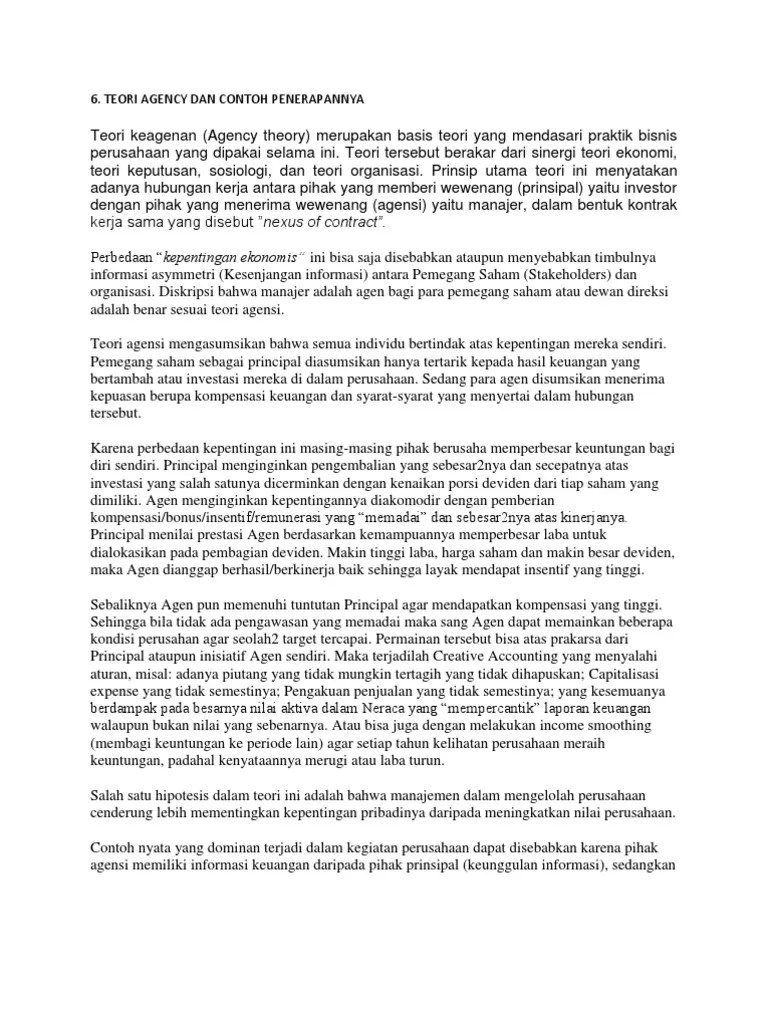 6.teori Agency Dan Contohnya | PDF