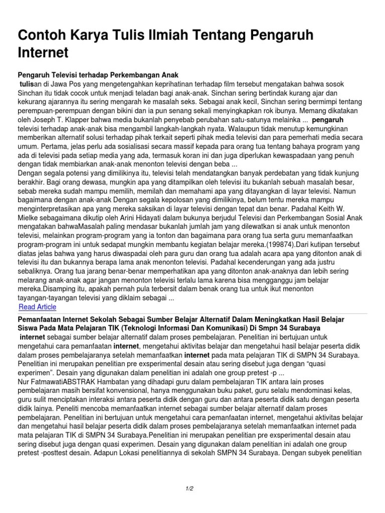 Contoh Karya Tulis Ilmiah Tentang Pengaruh