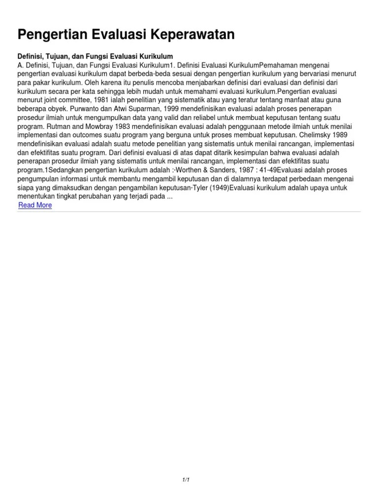 Pengertian Evaluasi Keperawatan | PDF