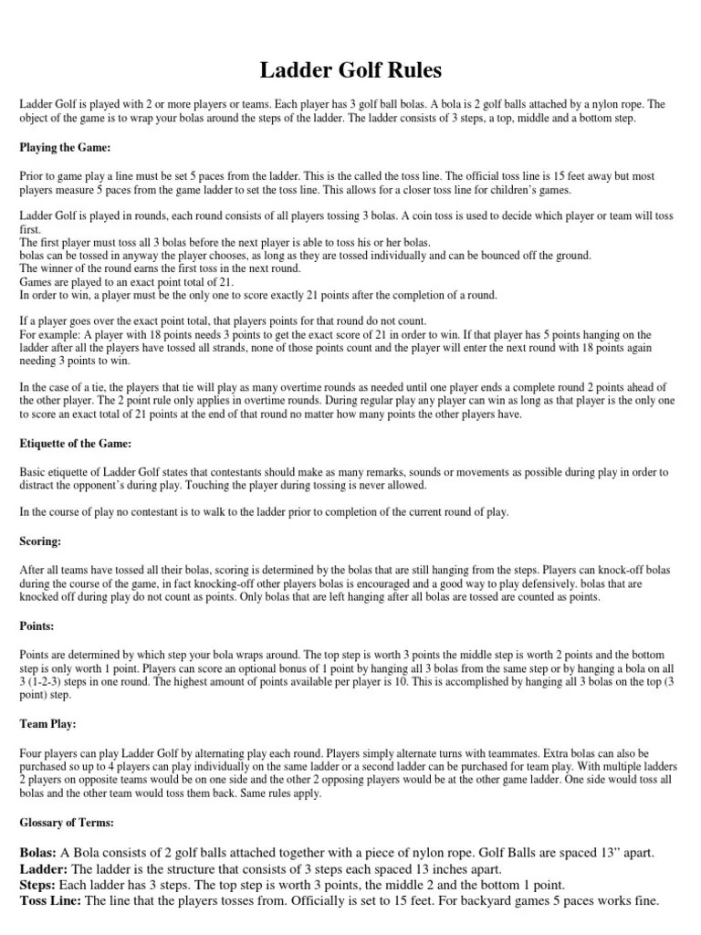 Ladder Golf PDF Games Of Physical Skill Leisure Activities