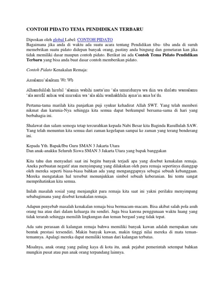 Contoh Pidato Tema Pendidikan - Aneka Macam Contoh