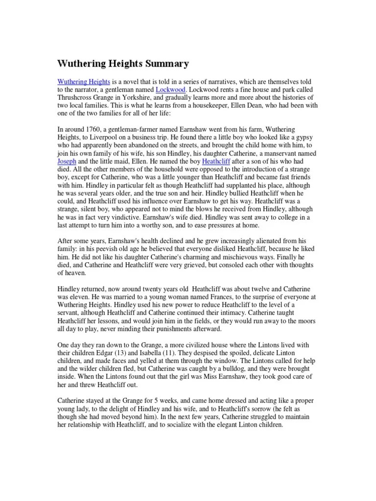 Wuthering Heights Summary PDF