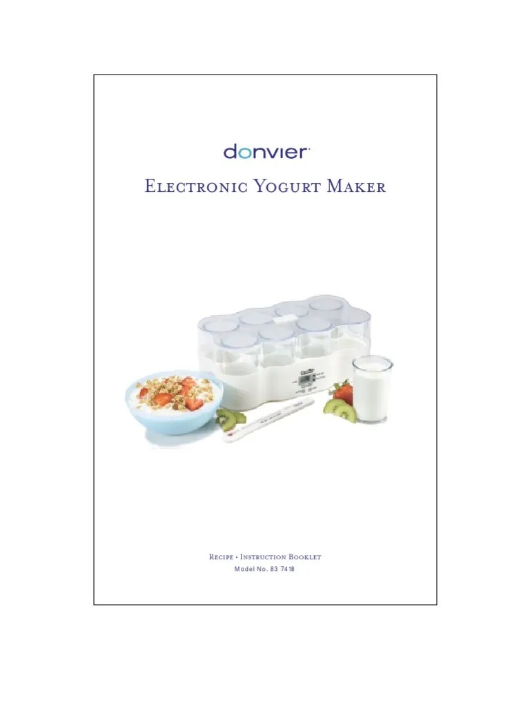 Donvier Yogurt Maker Manual2 PDF