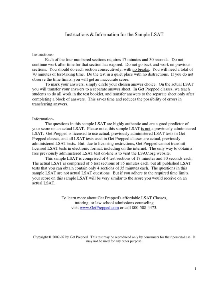 Get Prepped Sample LSAT Law School Admission Test Flat Tax