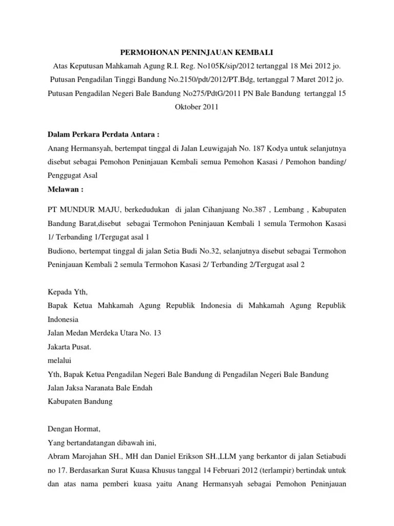 Contoh Surat Kuasa Khusus Peninjauan Kembali bethaneynews
