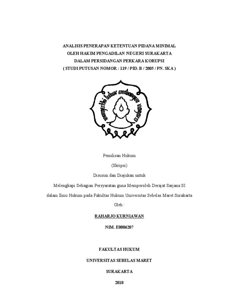 Contoh Skripsi Hukum Pidana (Korupsi) | Pdf
