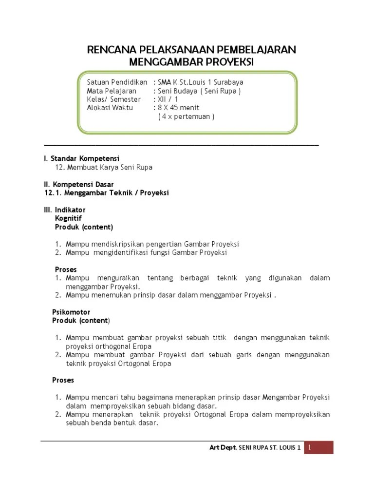 Contoh RPP Seni Rupa ( Proyeksi Versi PPG Berkarakter)