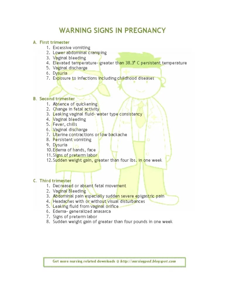 Warning Signs in Pregnancy