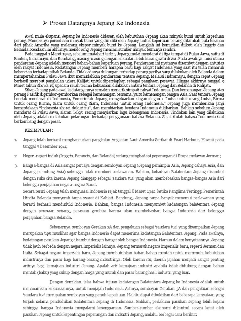 Proses Datangnya Jepang Ke Indonesia