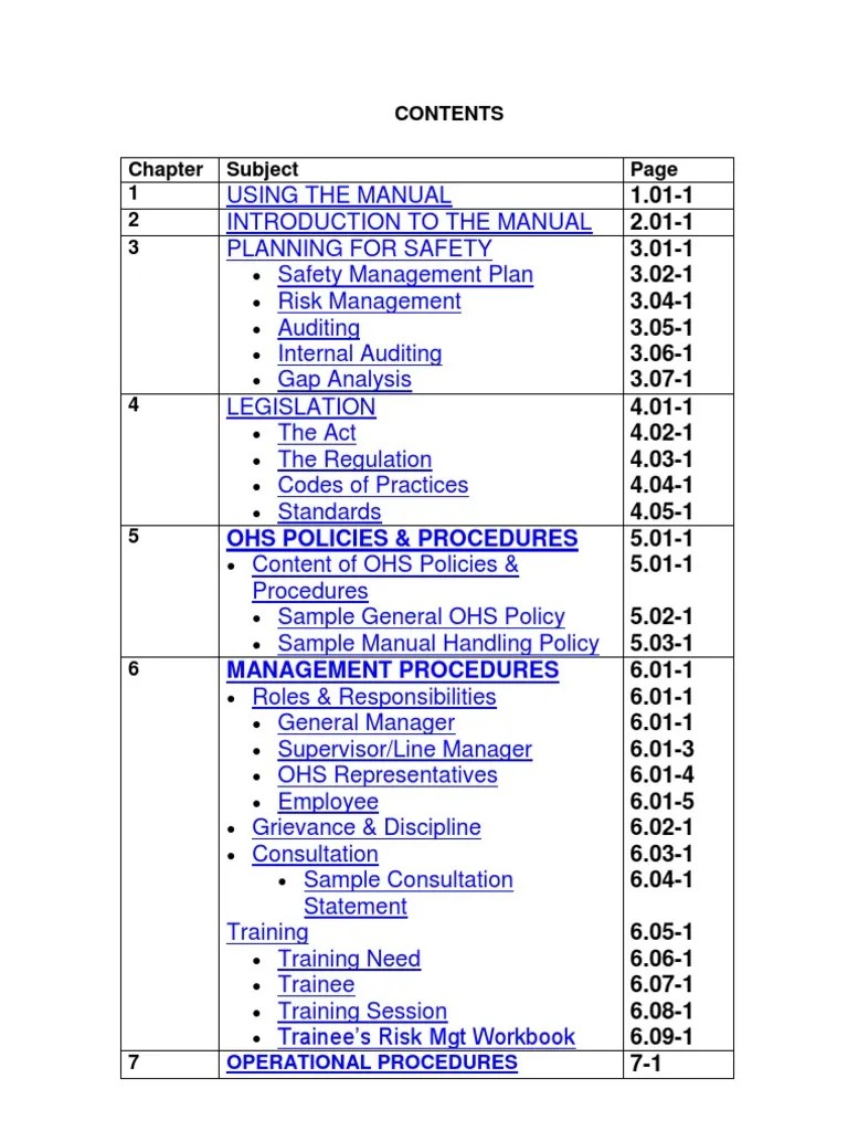 Ohs Policies & Procedures