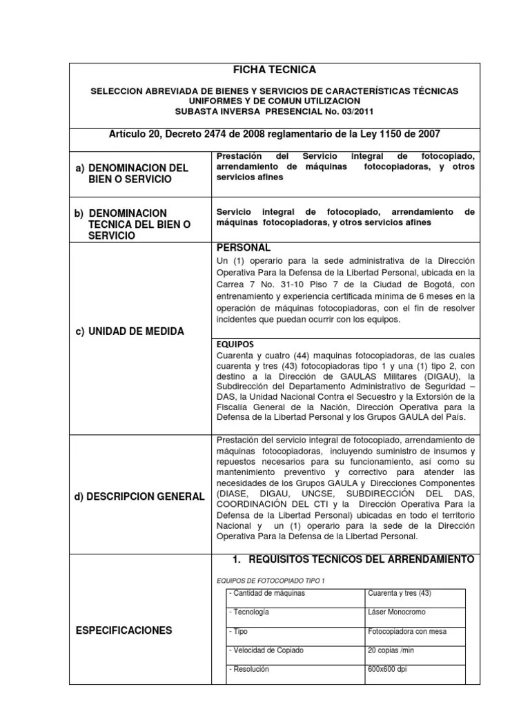 EJEMPLO FICHA TECNICA EN SERVICIOS