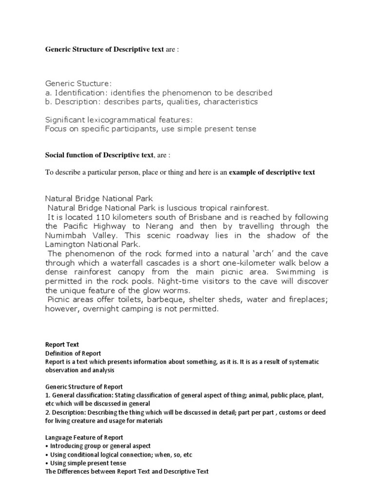 Generic Structure Of Descriptive Text Dalam Bahasa Indonesia