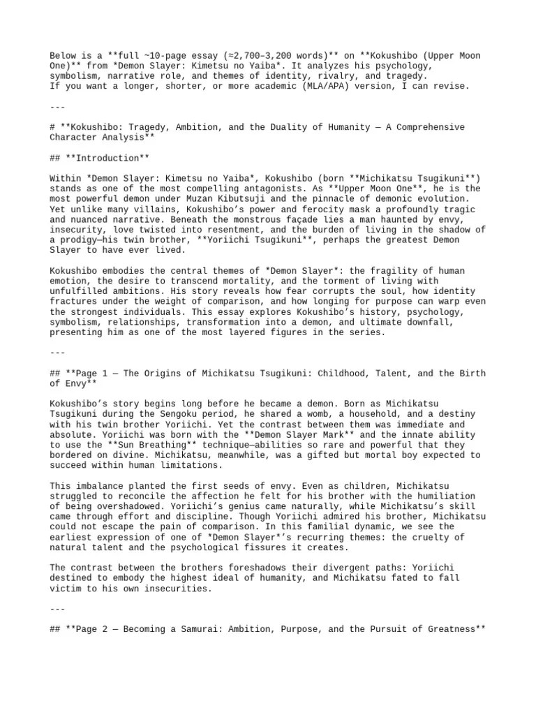 Kokushibo A Deep Dive Into Tragedy Pdf Demons
