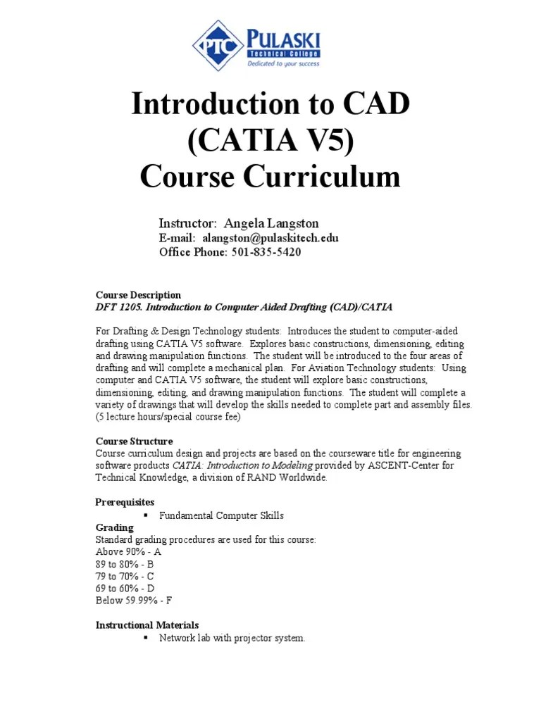 Introduction Catia Course Curriculum Computer Aided Design