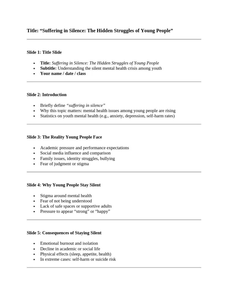 Suffering in Silence PDF Mental Health Self Harm