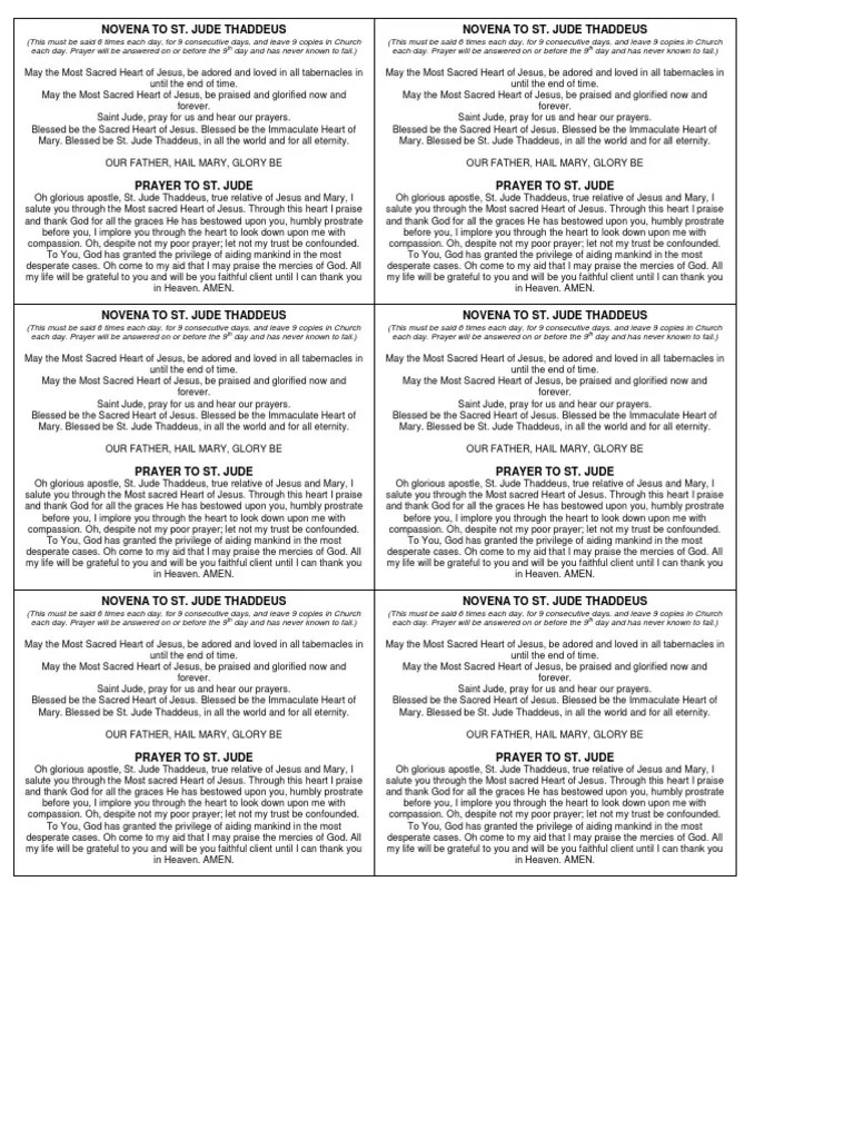 St. Jude NovenaCopy Prayer Glory (Religion)