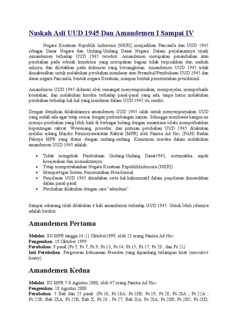 UUD 1945 (4 Amandemen) | PDF