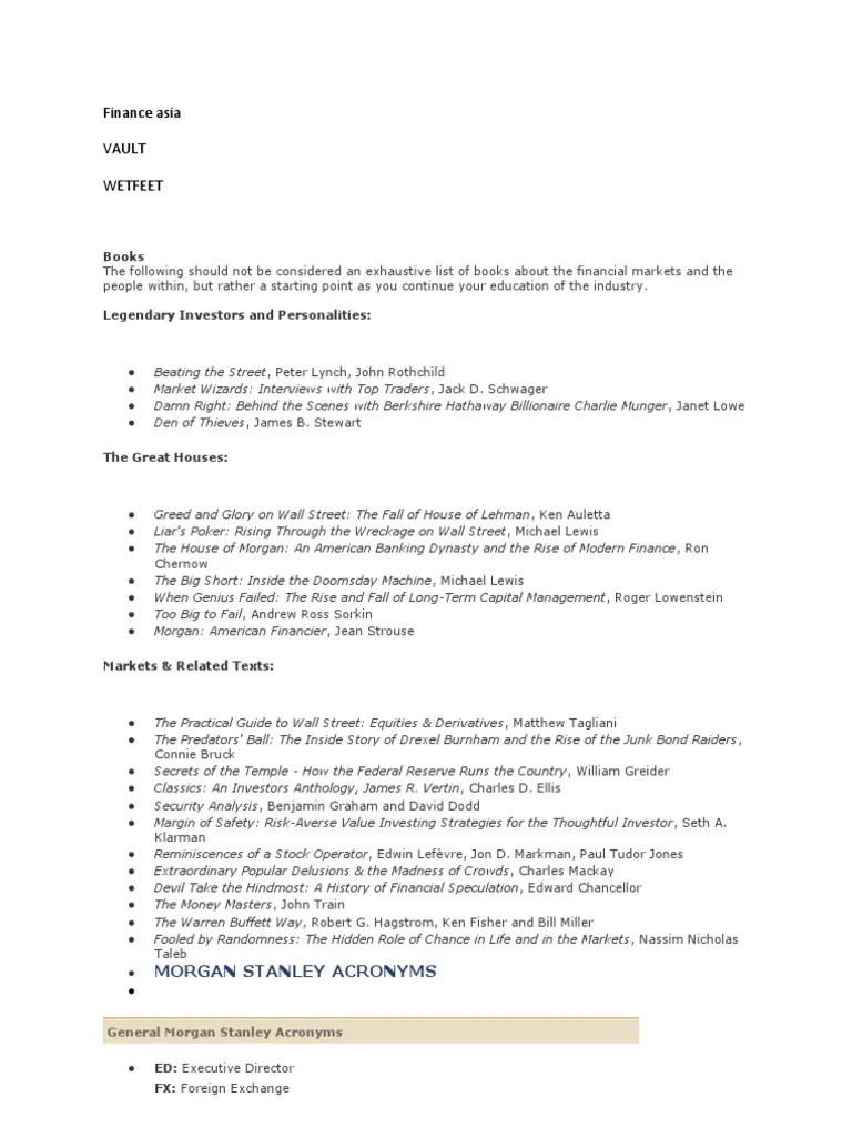 Finance Stanley Investment Banking