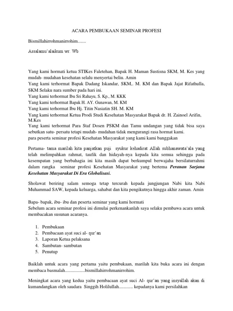Acara Pembukaan Seminar Profesi | PDF