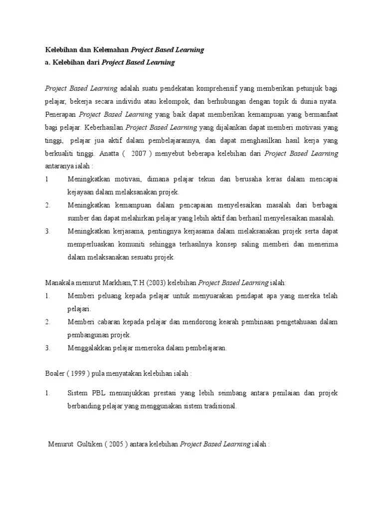 Kelebihan Dan Kelemahan Project Based Learning