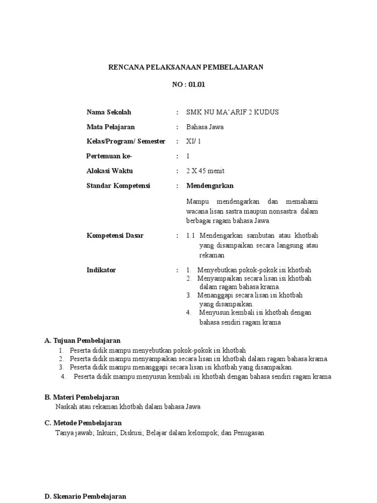 Rpp+Bahasa+Jawa+Kelas+Xi+Sma+ +Smk